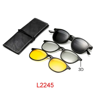 Ralferty Multi-Function Magnetic Polarized Clip On Sunglasses Unisex