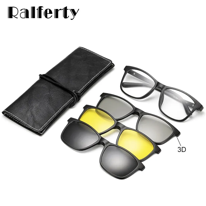 Ralferty Multi-Function Magnetic Polarized Clip On Sunglasses Unisex