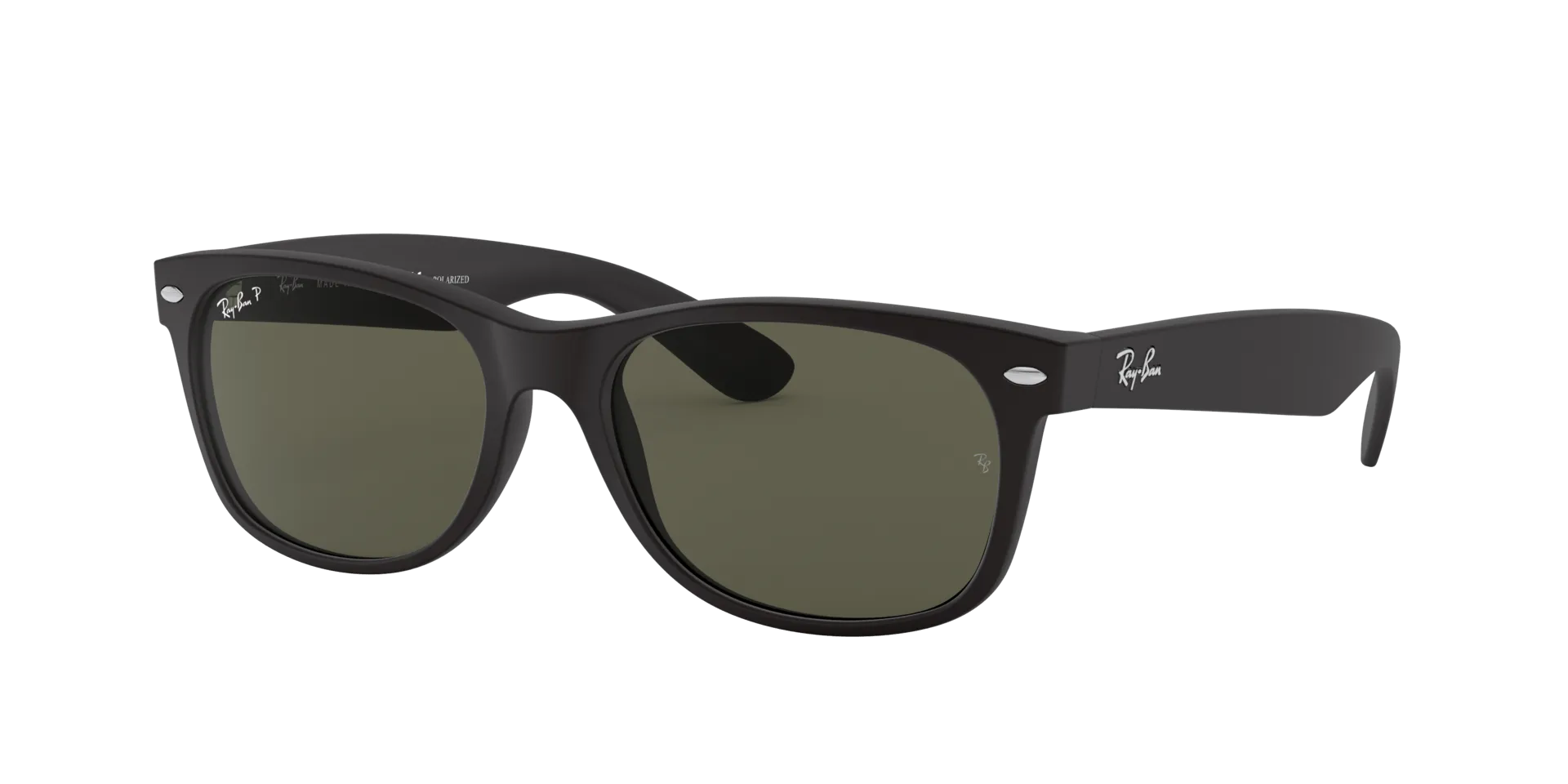 RAY BAN NEW WAYFARER RUBBER BLACK | GREEN CLASSIC G-15 POLARIZED