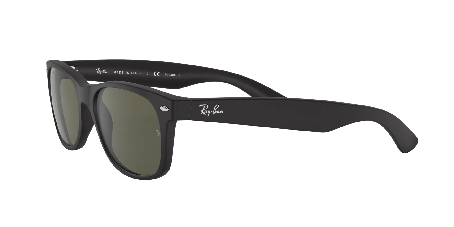 RAY BAN NEW WAYFARER RUBBER BLACK | GREEN CLASSIC G-15 POLARIZED