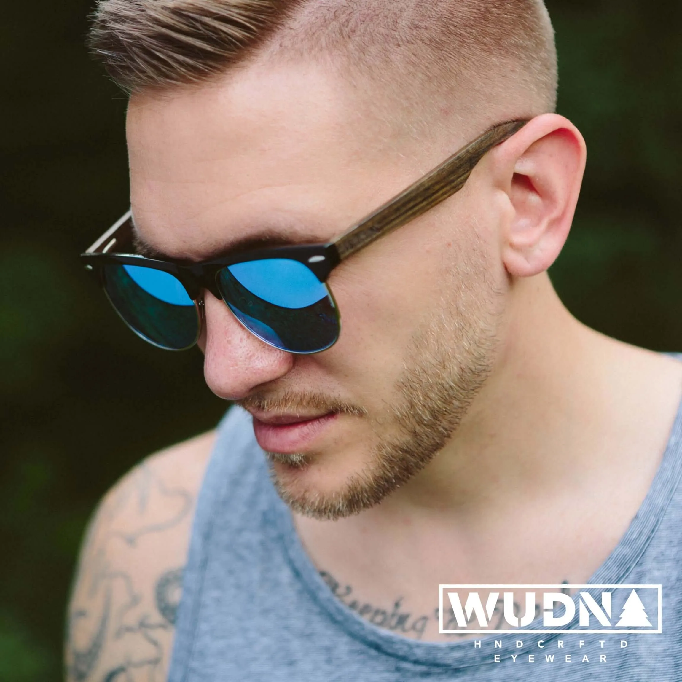 Real Ebony Browline Style RetroShade Sunglasses by WUDN