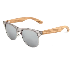 Real Zebra Wood Browline Style RetroShade Sunglasses by WUDN