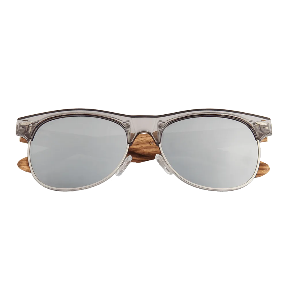 Real Zebra Wood Browline Style RetroShade Sunglasses by WUDN