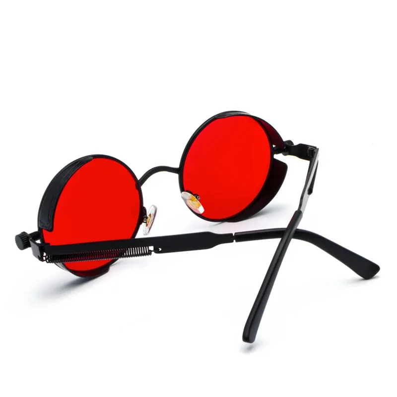 RED LENS SUNGLASSES WITH BLACK FRAMES