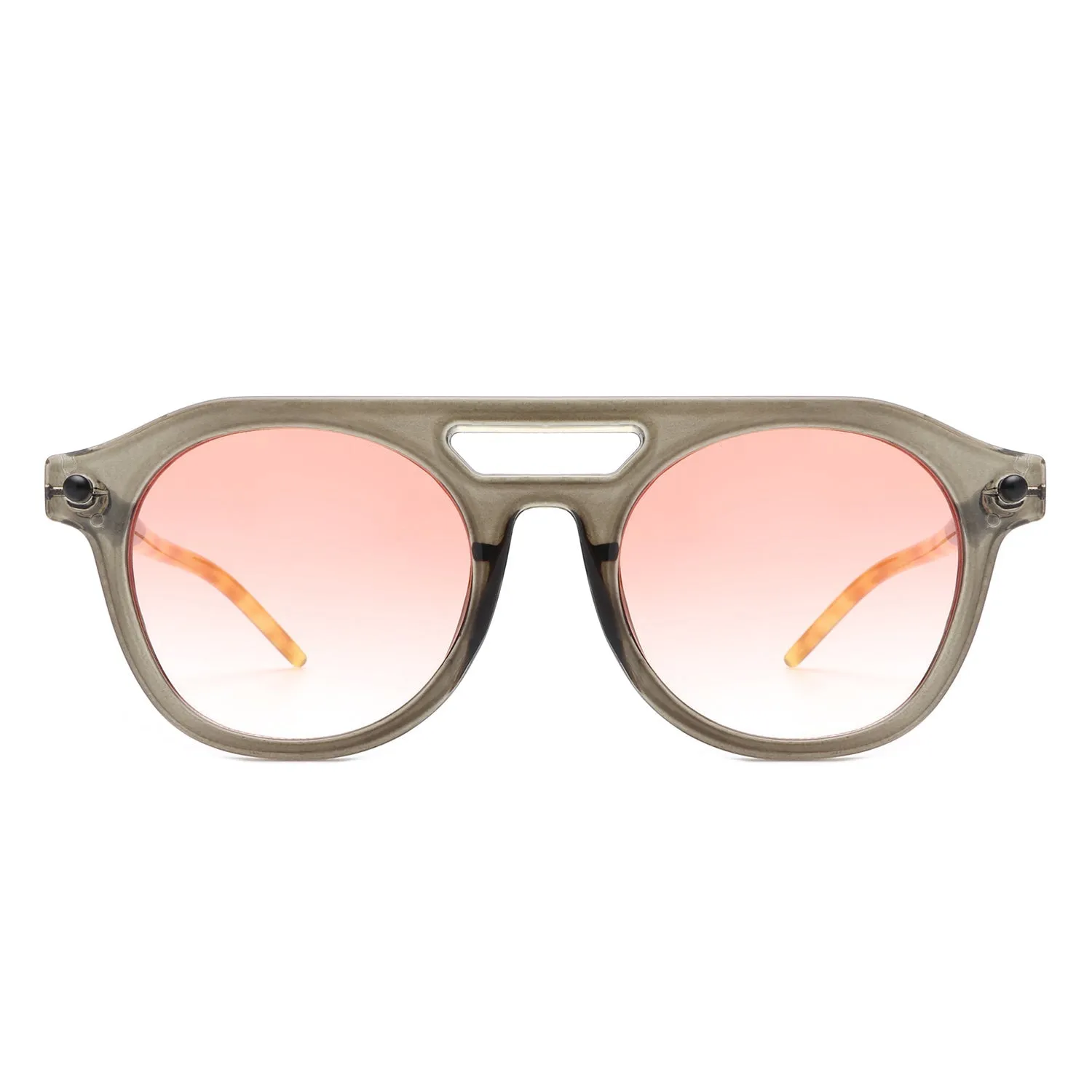 Retro Brow-Bar Circle Sunglasses