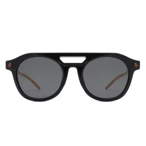 Retro Brow-Bar Circle Sunglasses