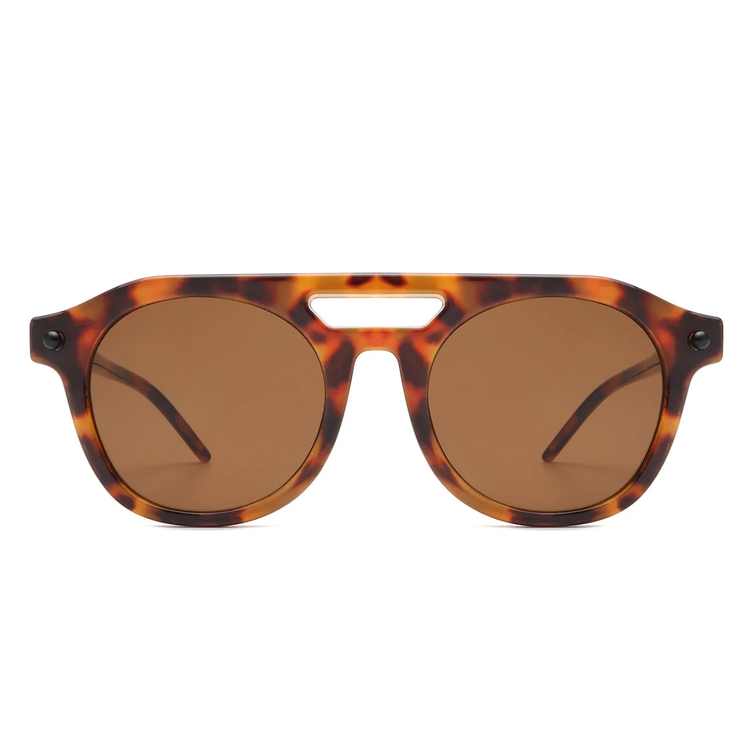 Retro Brow-Bar Circle Sunglasses