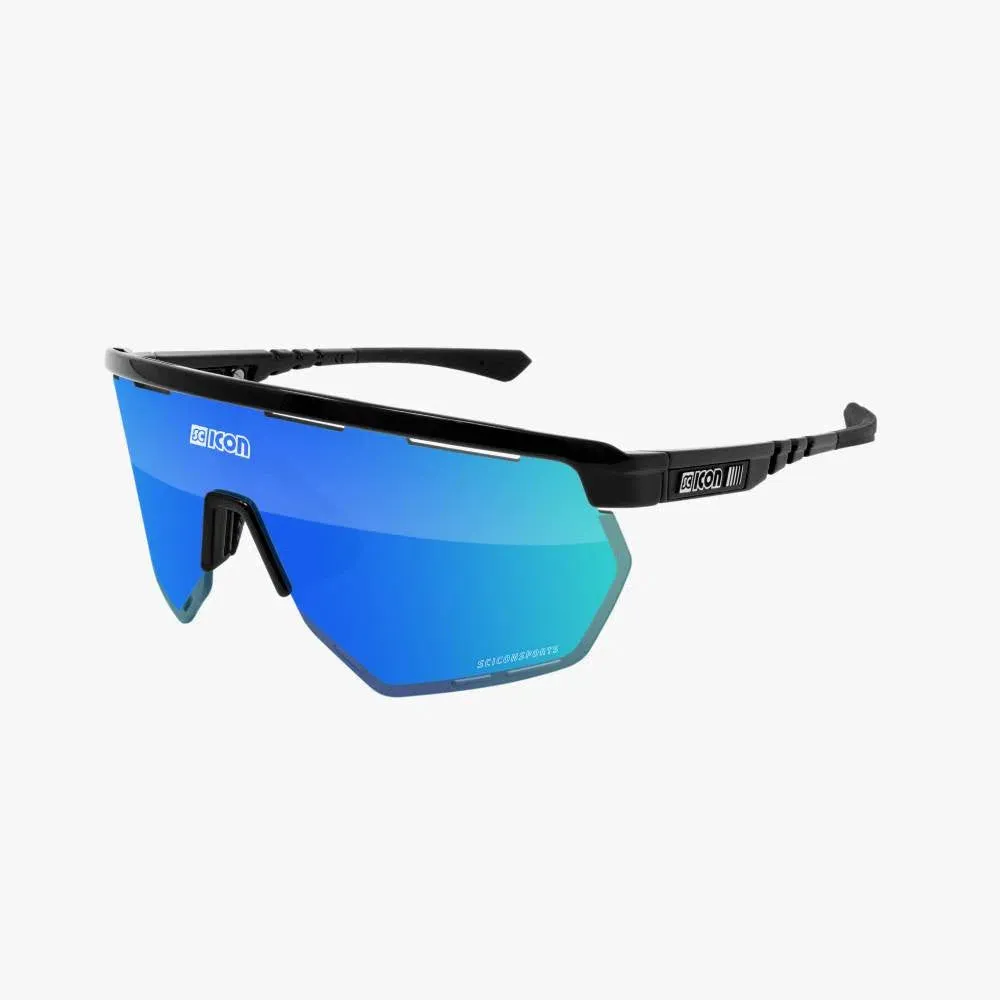 SCICON AEROWING BLACK GLOSS Sunglasses - MULTIMIRROR BLUE LENSES