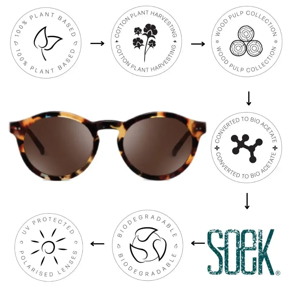 Soek Sunglasses - Otis Honey Tortoise -Bio Acetate Ivory Tortoise Frame