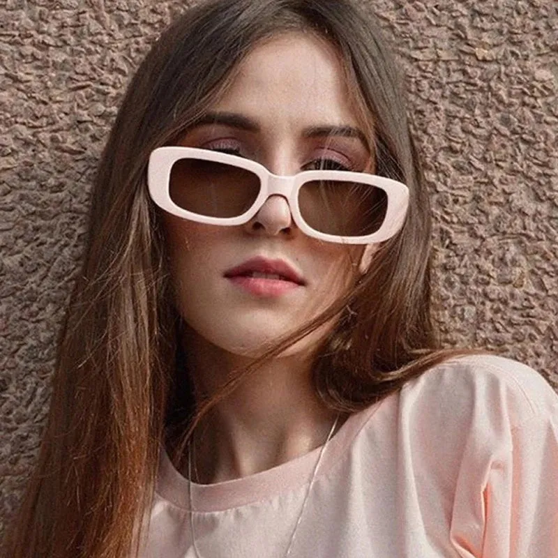 Trendy Anti-glare Small Rectangular Retro Sunglasses