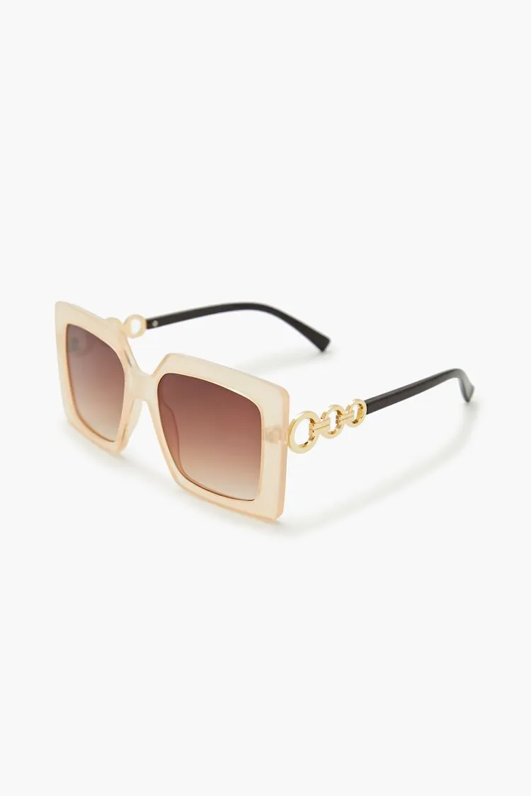 Two-Tone Square Frame Sunglasses