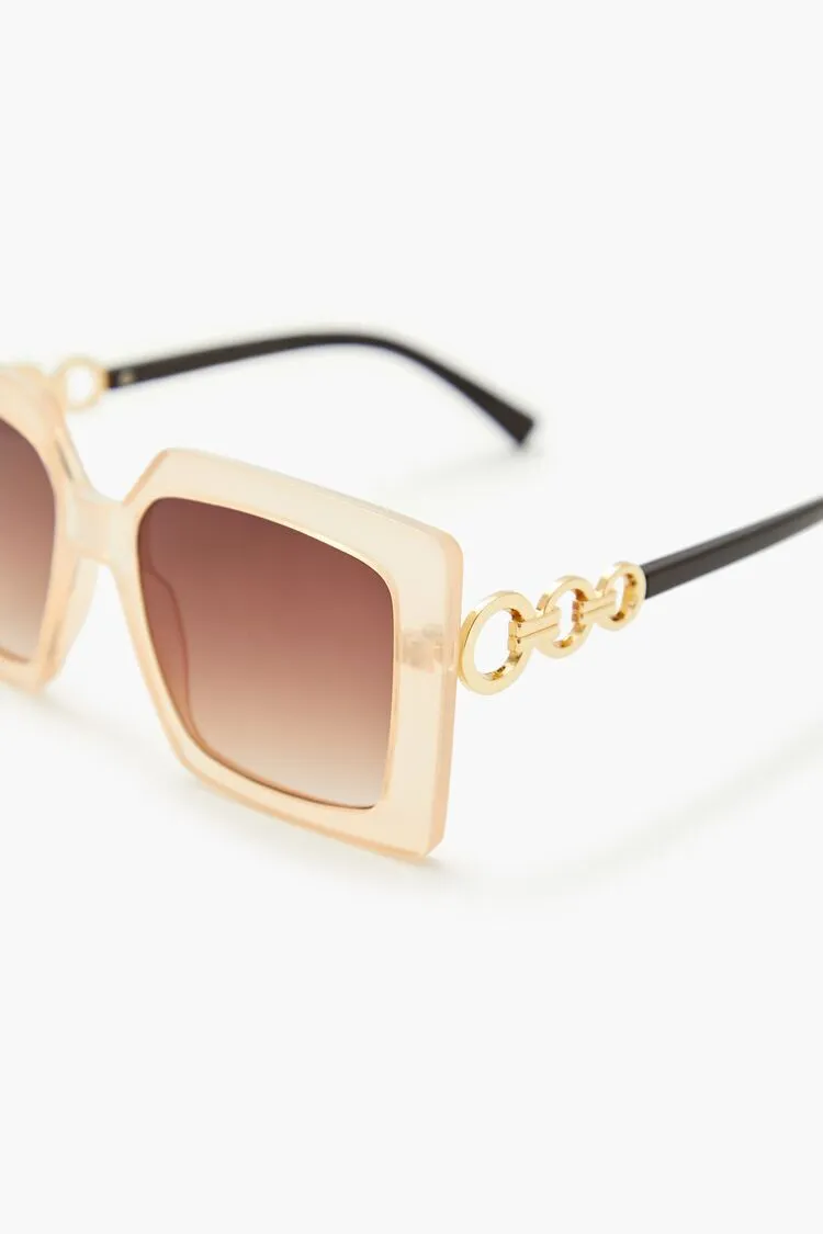 Two-Tone Square Frame Sunglasses