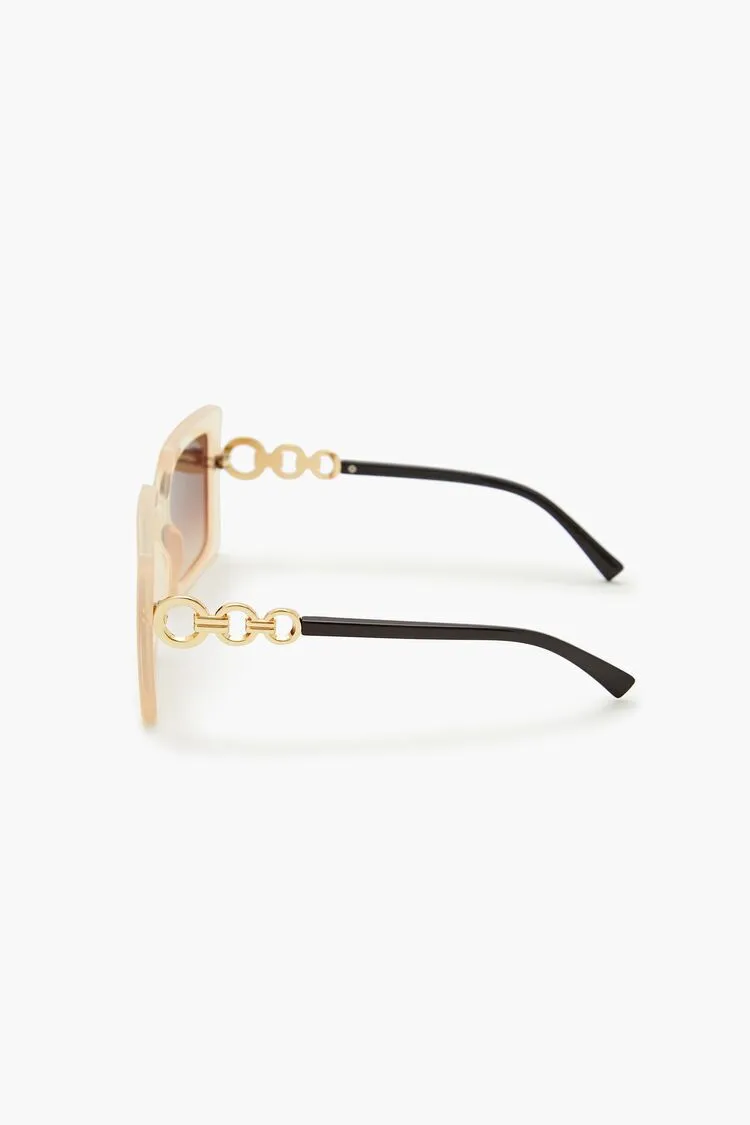 Two-Tone Square Frame Sunglasses