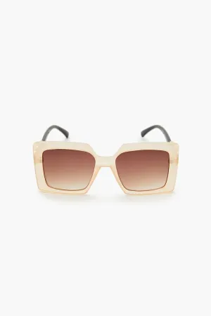 Two-Tone Square Frame Sunglasses