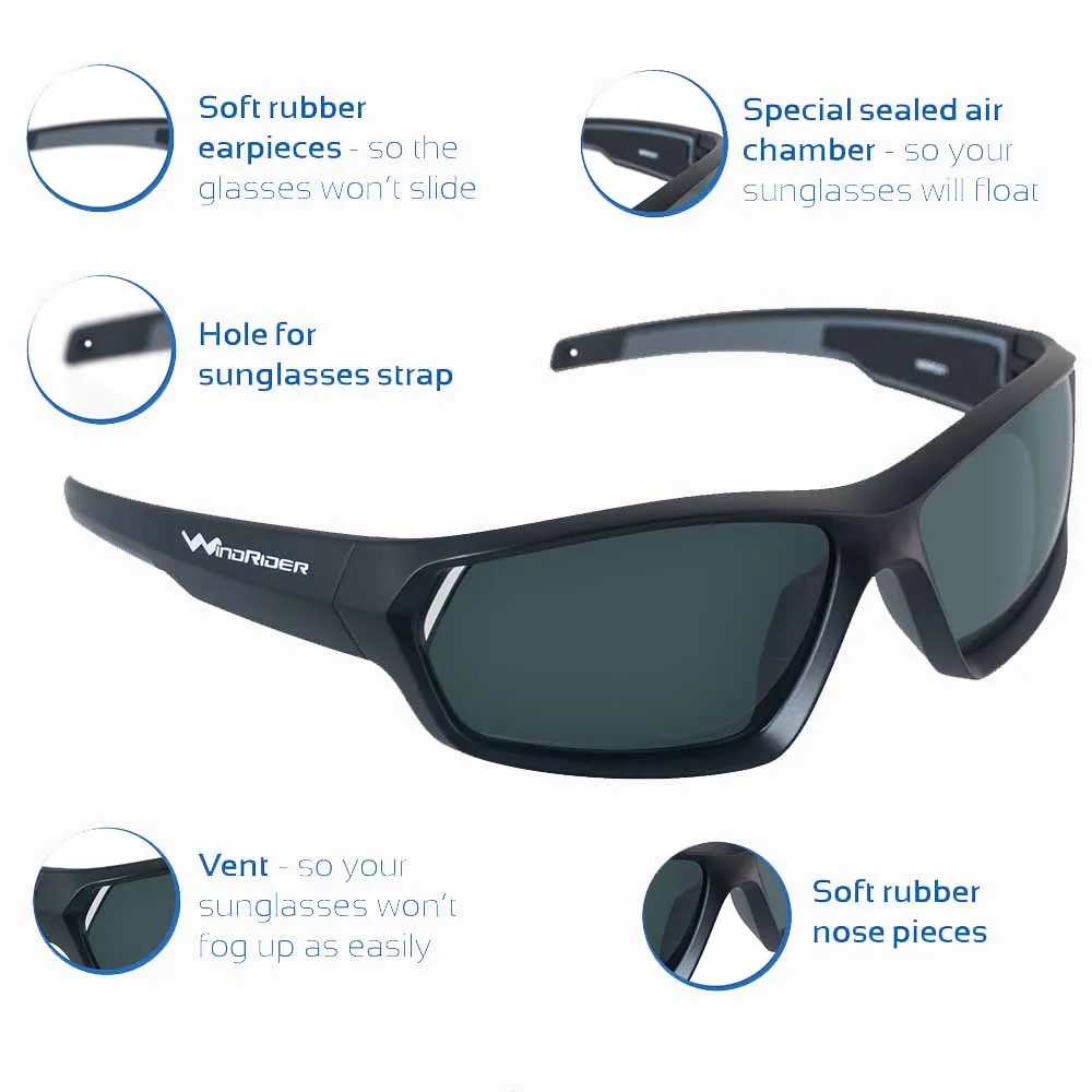 WindRider Floaterz Polarized Floating Sunglasses Black Frame