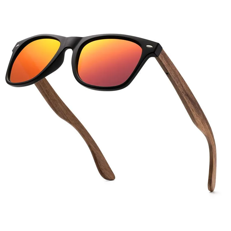 Yimaruili Men's Full Rim Wood Resin Frame HD Polarized Sunglasses 8004