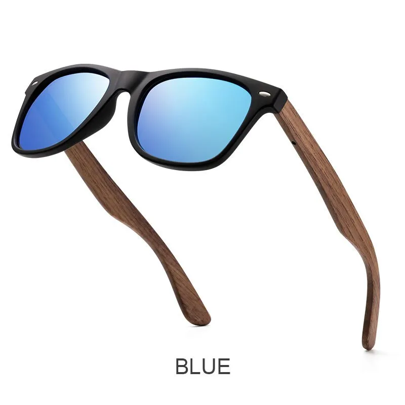 Yimaruili Men's Full Rim Wood Resin Frame HD Polarized Sunglasses 8004