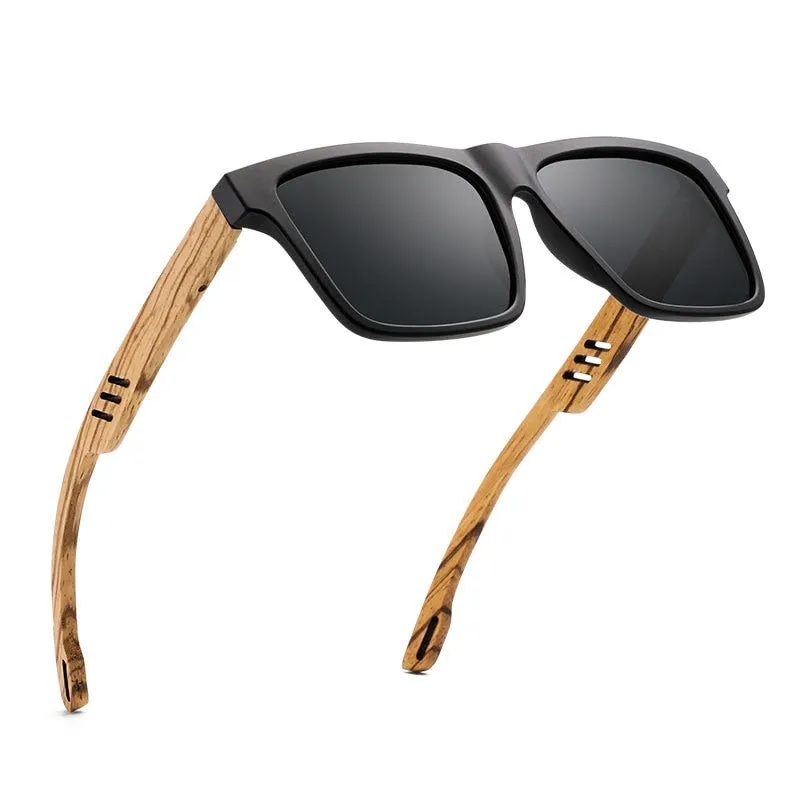 Yimaruili Unisex Full Rim Square  Bamboo/Wooden Frame Polarized Lens Sunglasses 8028