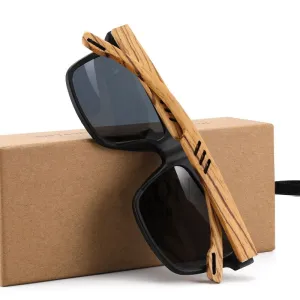 Yimaruili Unisex Full Rim Square  Bamboo/Wooden Frame Polarized Lens Sunglasses 8028