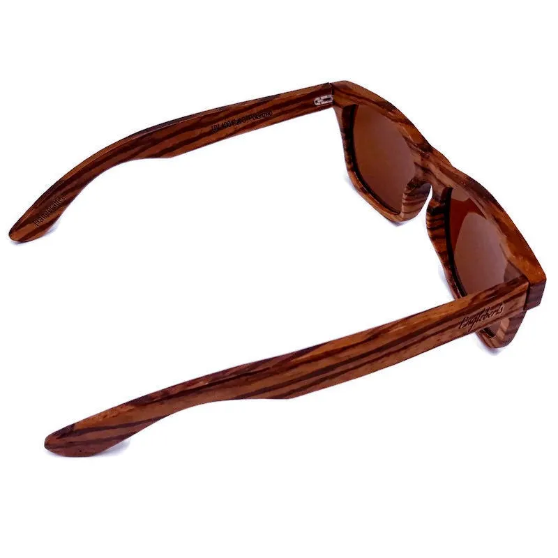 Zebrawood Polarized Shades: Full Frame with Case